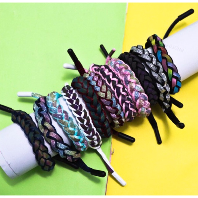 Vòng tay dây đan phản quang phát sáng