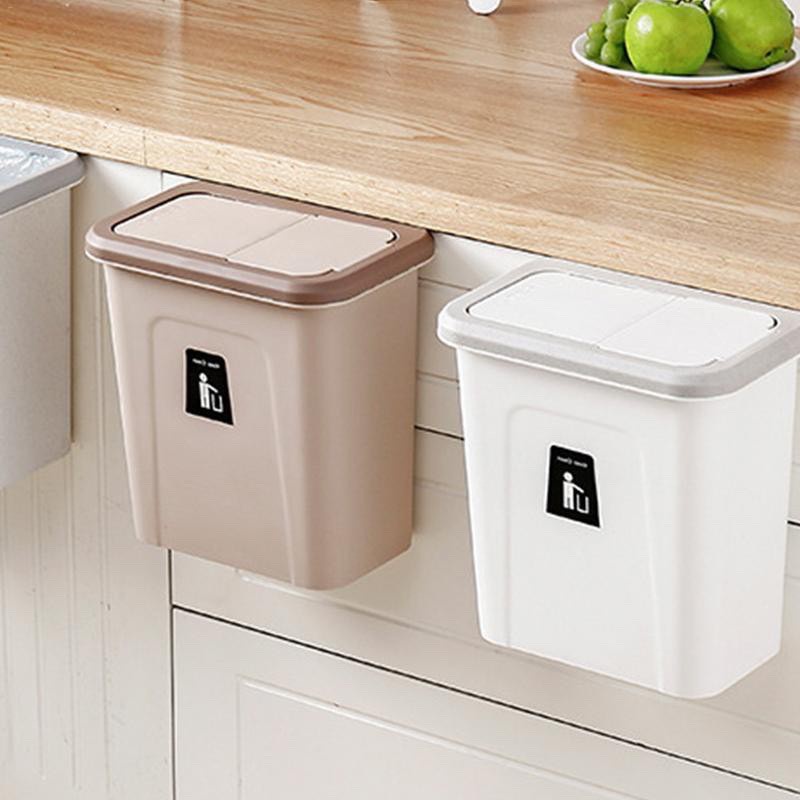 Thùng rác treo cánh tủ bếp có nắp đậy trượt thông minh