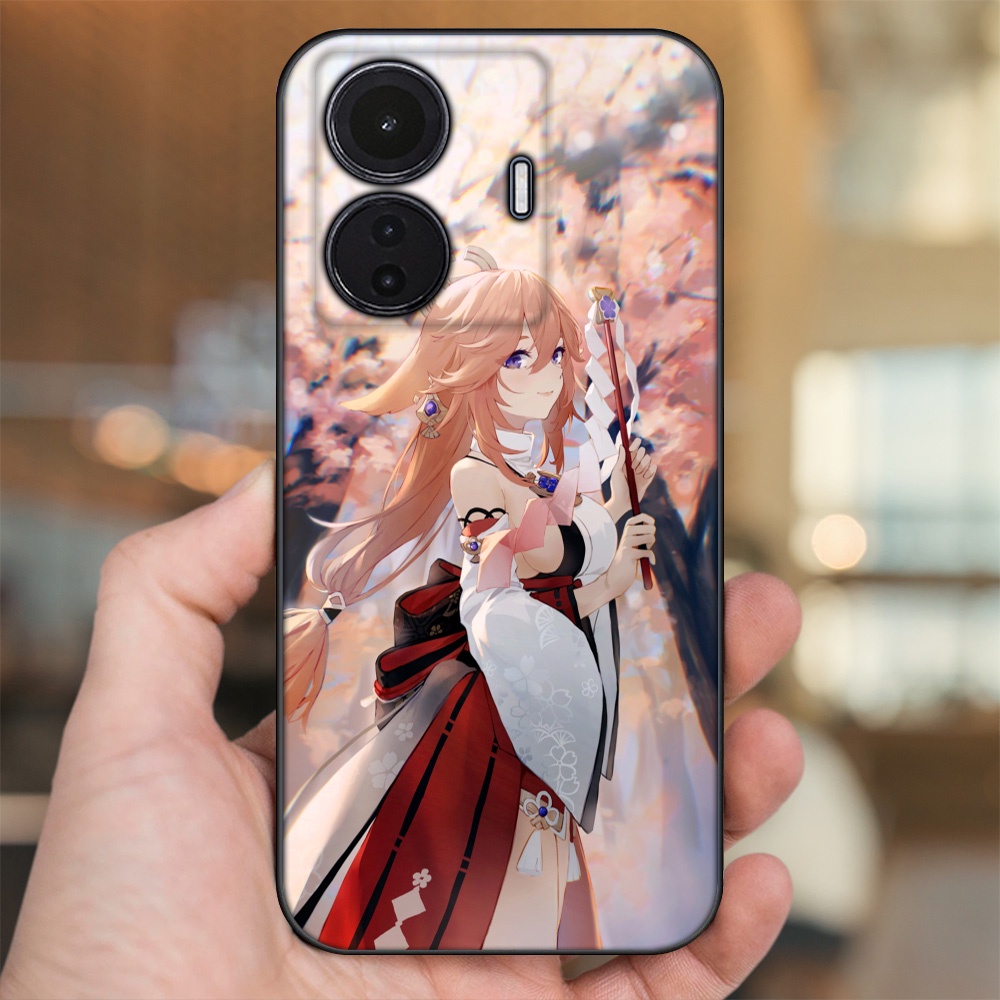 Ốp lưng Vivo S15e viền đen in hình Yae Miko Genshin Impact