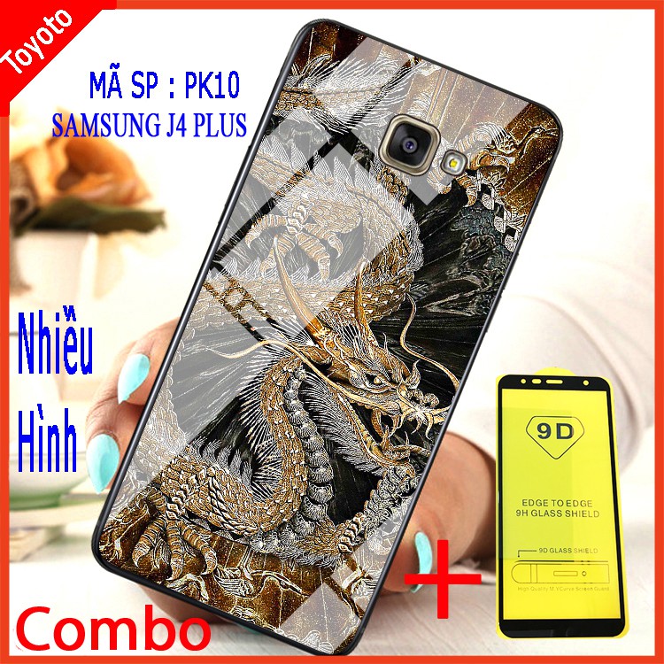 COMBO ÔP LƯNG SAMSUNG J4 PLUS (ốp lưng kính 3D sang trọng + tặng kèm kính cường lực)