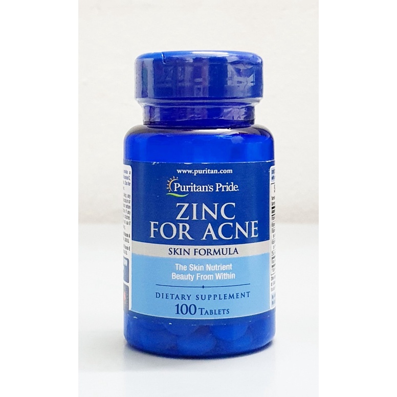 Viên bổ sung kẽm giảm mụn zinc for acne chai 100 viên hãng puritan's pride từ mỹ