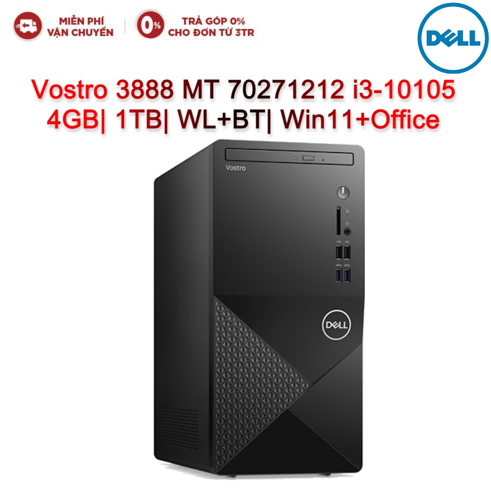 Máy tính để bàn PC Dell Vostro 3888 MT 70271212 i3-10105| 4GB| 1TB| WL+BT| Win11+Office