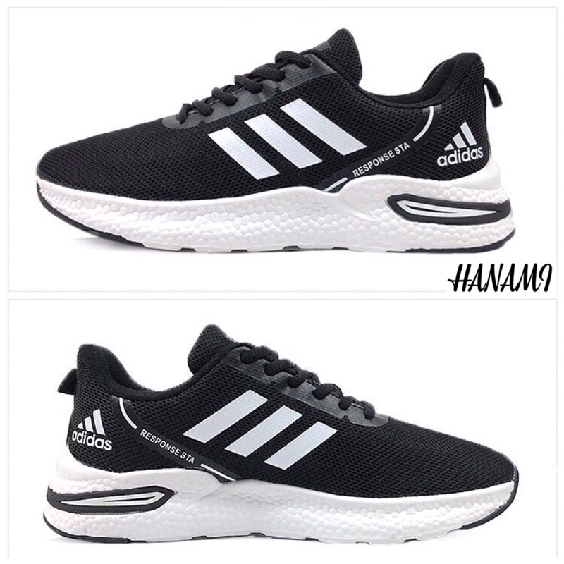 Giày thể thao đế mềm, thoáng khí, ôm chân màu đen đế trắng, giày sneaker dành cho nam và nữ HAD259