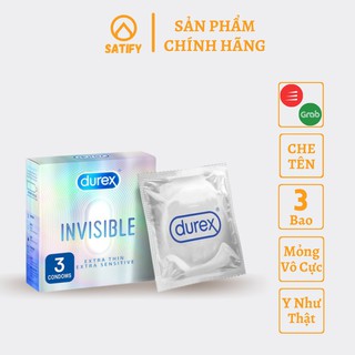 Bao Cao Su Siêu Mỏng Cao Cấp Durex Invisible Satify 3 bao