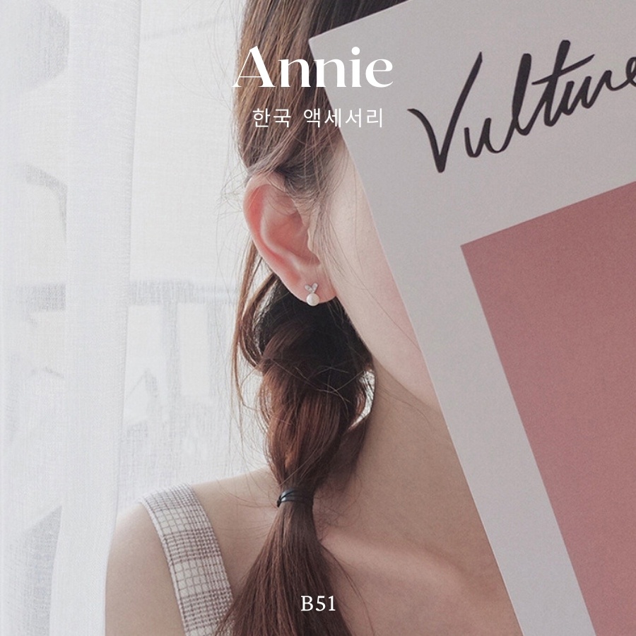 Bông tai tim bạc nhỏ phối ngọc trai nhân tạo xinh xắn nhẹ nhàng ANNIE - B51