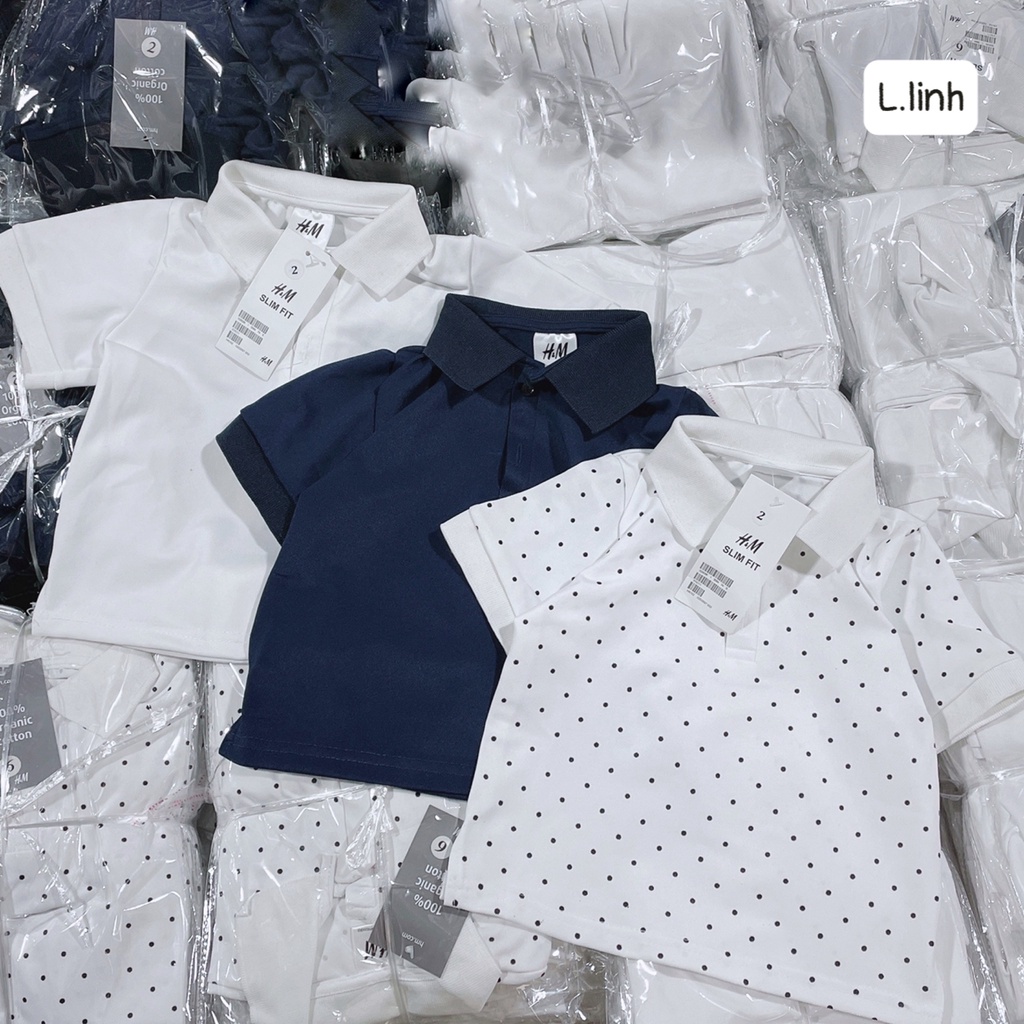 [Mã 153FASHIONSALE1 giảm 10K đơn 50K] SET 3 ÁO POLO CỘC (TRẮNG/THAN/CHẤM BI) CHO BÉ