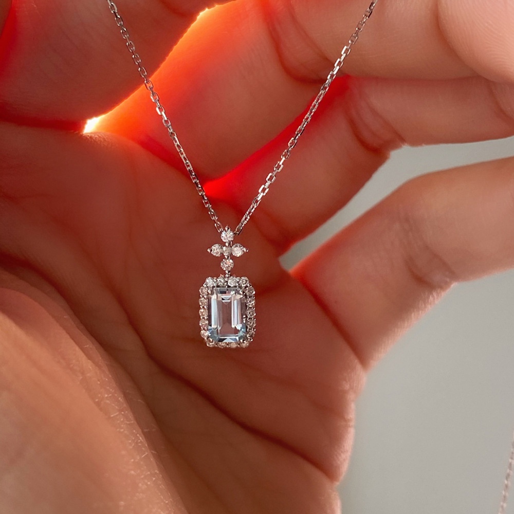Vòng Cổ Màu Xanh Dương Topaz Cao Cấp Của Aquamarine Pháp Mới Dành Cho Nữ