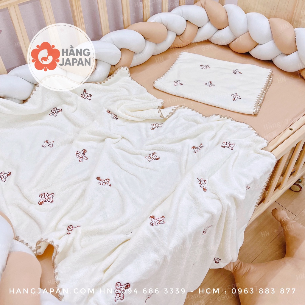 Sét khăn tắm - khăn mặt vải xô thêu viền họa tiết đáng yêu