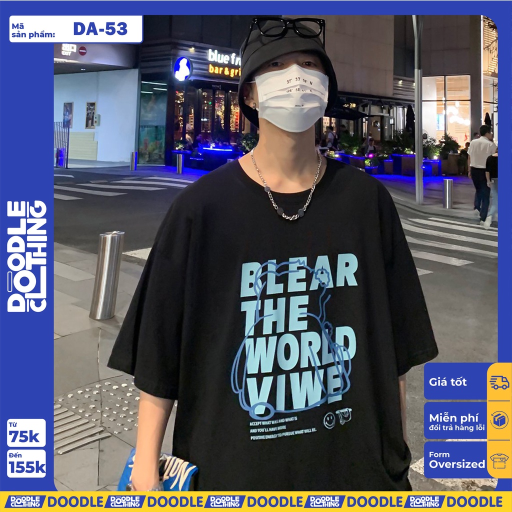 Áo thun nam nữ tay lỡ unisex oversize form rộng basic tee hình blear the world viwe