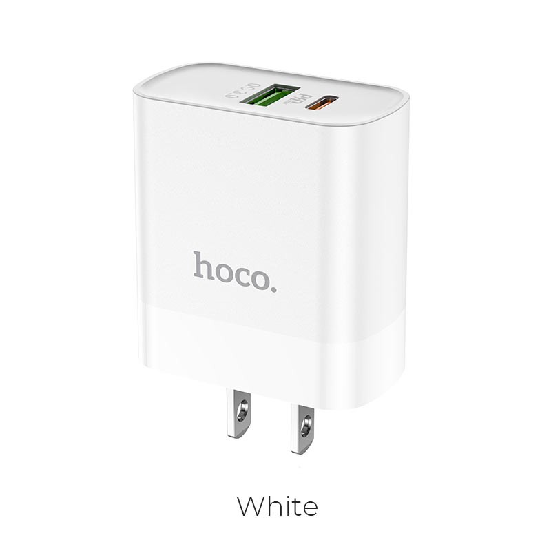 Cóc sạc nhanh Hoco C80 1 cổng USB Type-C QC3.0 18W, nhựa ABS, tương thích nhiều thiết bị
