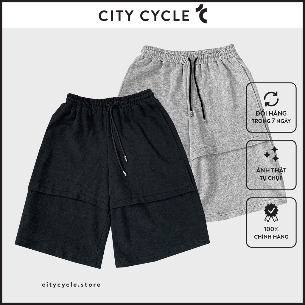 Quần đùi nam nữ chất nỉ da cá 0121 City Cycle - Quần short nam Unisex ống rộng Local Brand