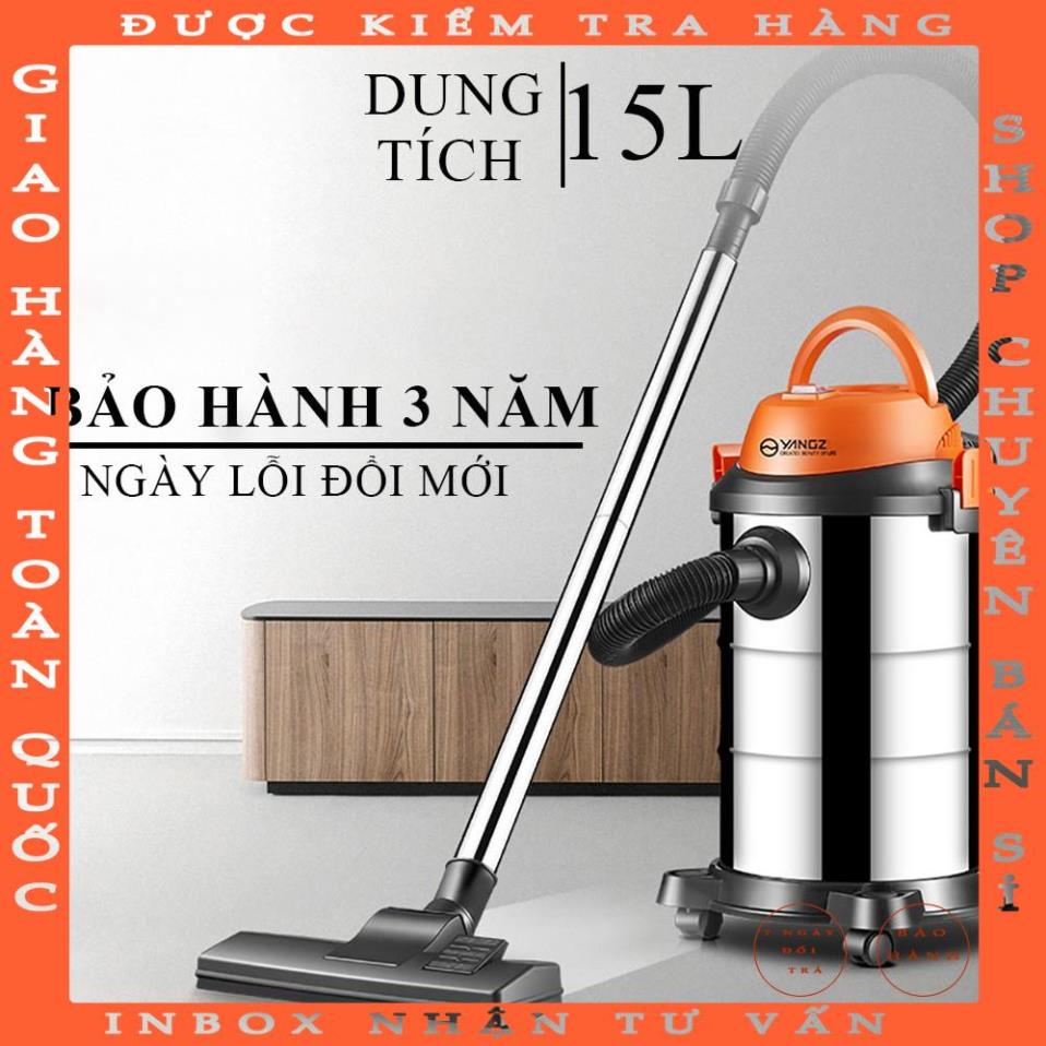 Máy hút bụi công nghiệp, gia đình công suất lớn 1200W, dung tích 15L tích hợp 3 chế độ Khô - Ướt- Thổi, bảo hành 3 năm