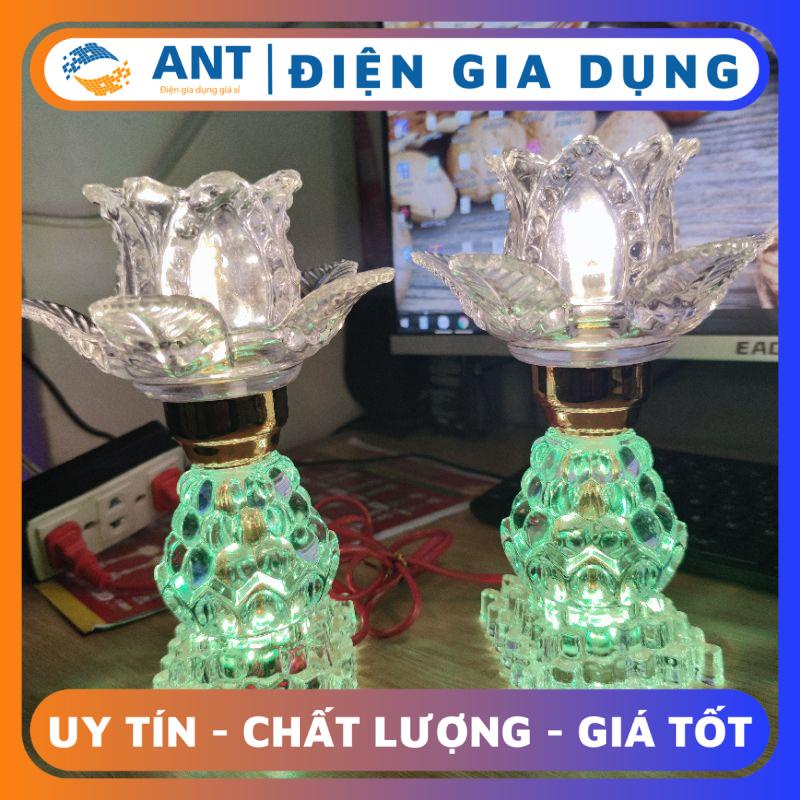 ĐÈN THỜ Hoa Sen Thủy Tinh Đổi Màu TT-03