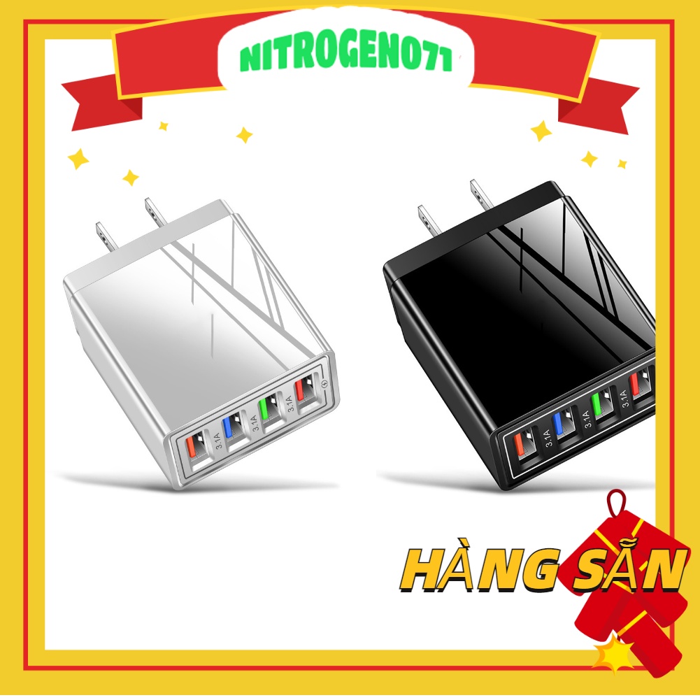 Nitrogen071  Củ Sạc Elough 4U Cổng USB Phích Cắm EU/US Cho Điện Thoại Di Động