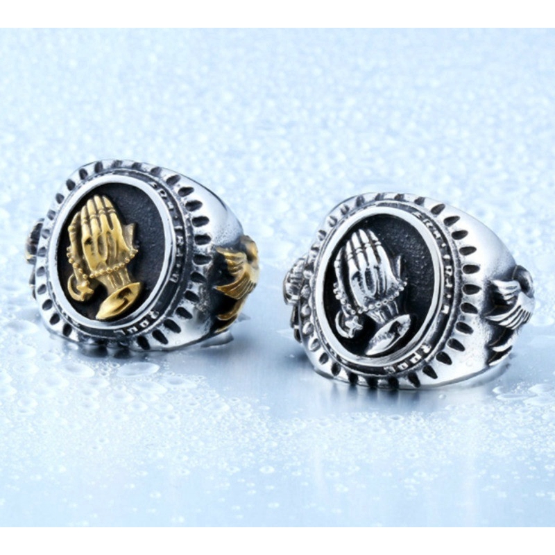 Nhẫn khắc hình bàn tay cầu nguyện dành cho phái mạnh