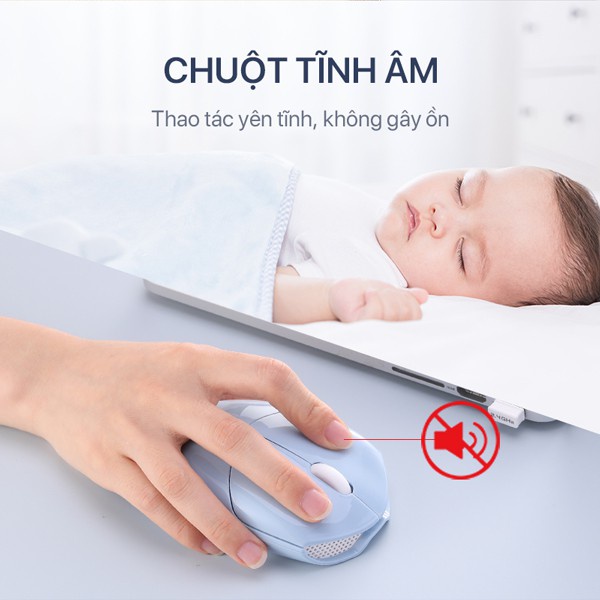 Chuột Máy Tính Không Dây Acome AM200 Tĩnh Âm Không Gây Ồn Tặng Kèm Pin