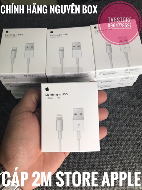 [Mã 267ELSALE hoàn 7% đơn 300K] Cáp IPhone 2m Chính Hãng Apple Store NEW Nguyên Box.