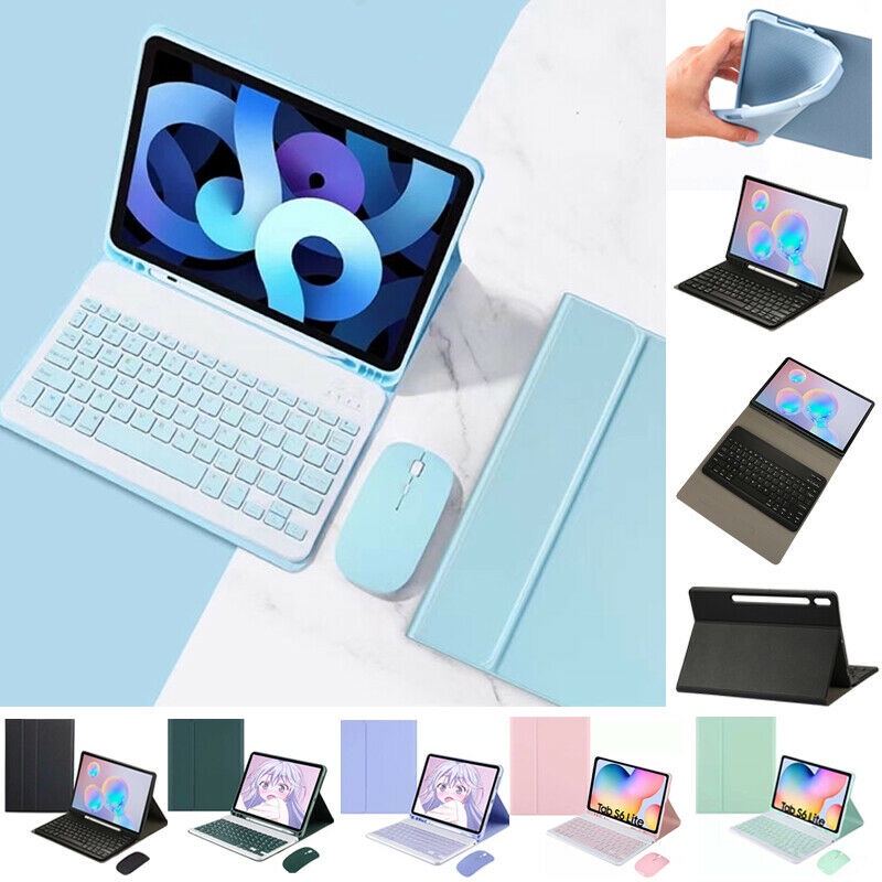 Ốp máy tính bảng da PU tích hợp bàn phím Bluetooth không dây cho Samsung Galaxy Tab S7 FE Plus 12.4 SM-T730 SM-T736B SM-T970 T975