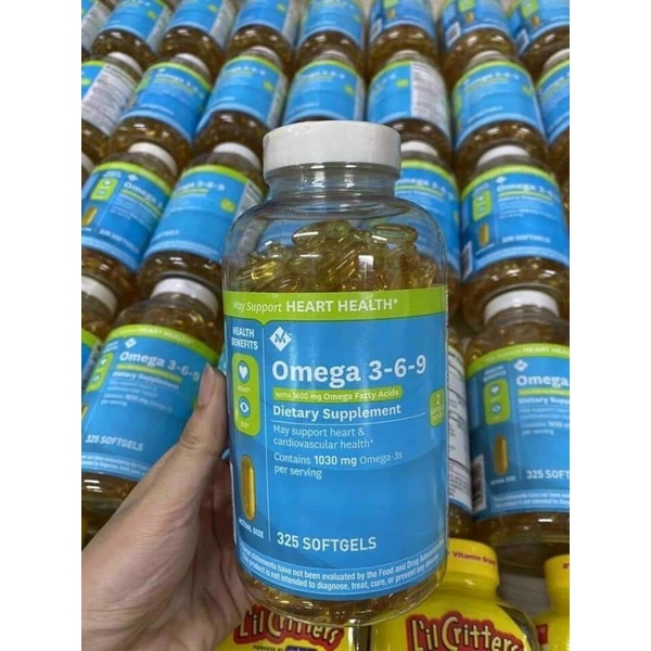 [HSD 11/2023] ViênUống Dầu Cá bổ sung OMEGA 3 6 9 MEMBER'S MARK Supports Heart Health 1600mg cúa Mỹ 325 viên