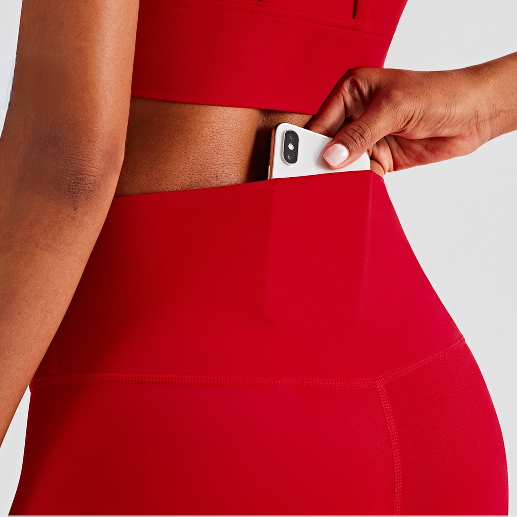 Quần Tập Yoga Lưng Cao Dáng Chữ T Có Túi Sau Lưng