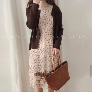 Váy vintage hoa nhí dài tay (ảnh thật sản phẩm)