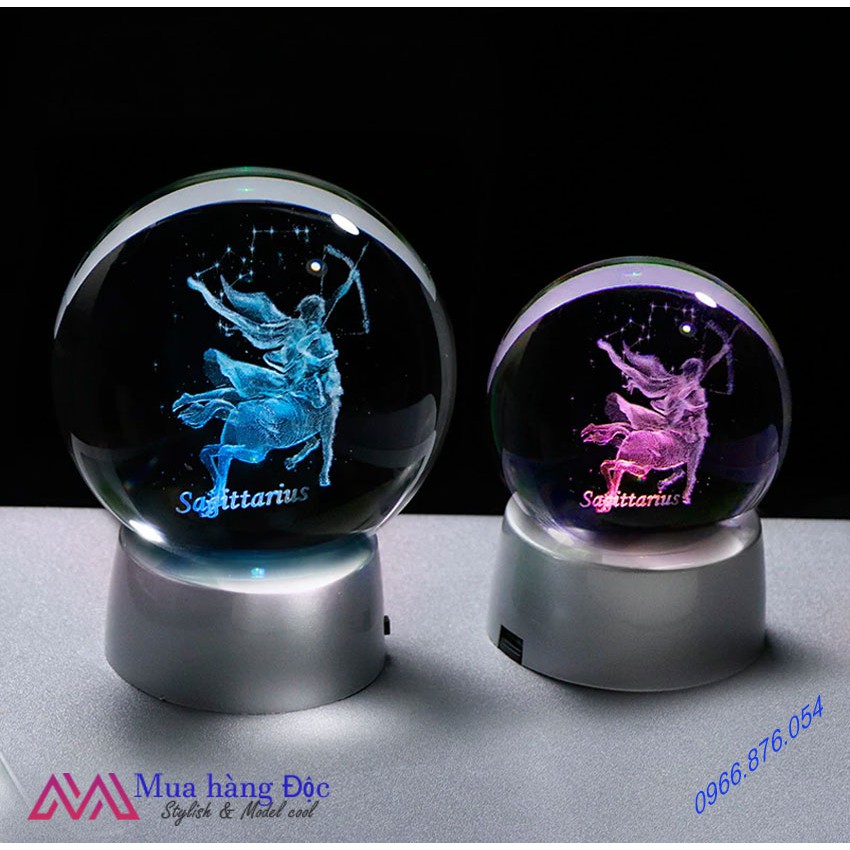 Quà Tặng Sinh Nhật 🎁 🎁 🎁 Quả Cầu Pha Lê 3D LED Cung Nhân mã Sagittarus