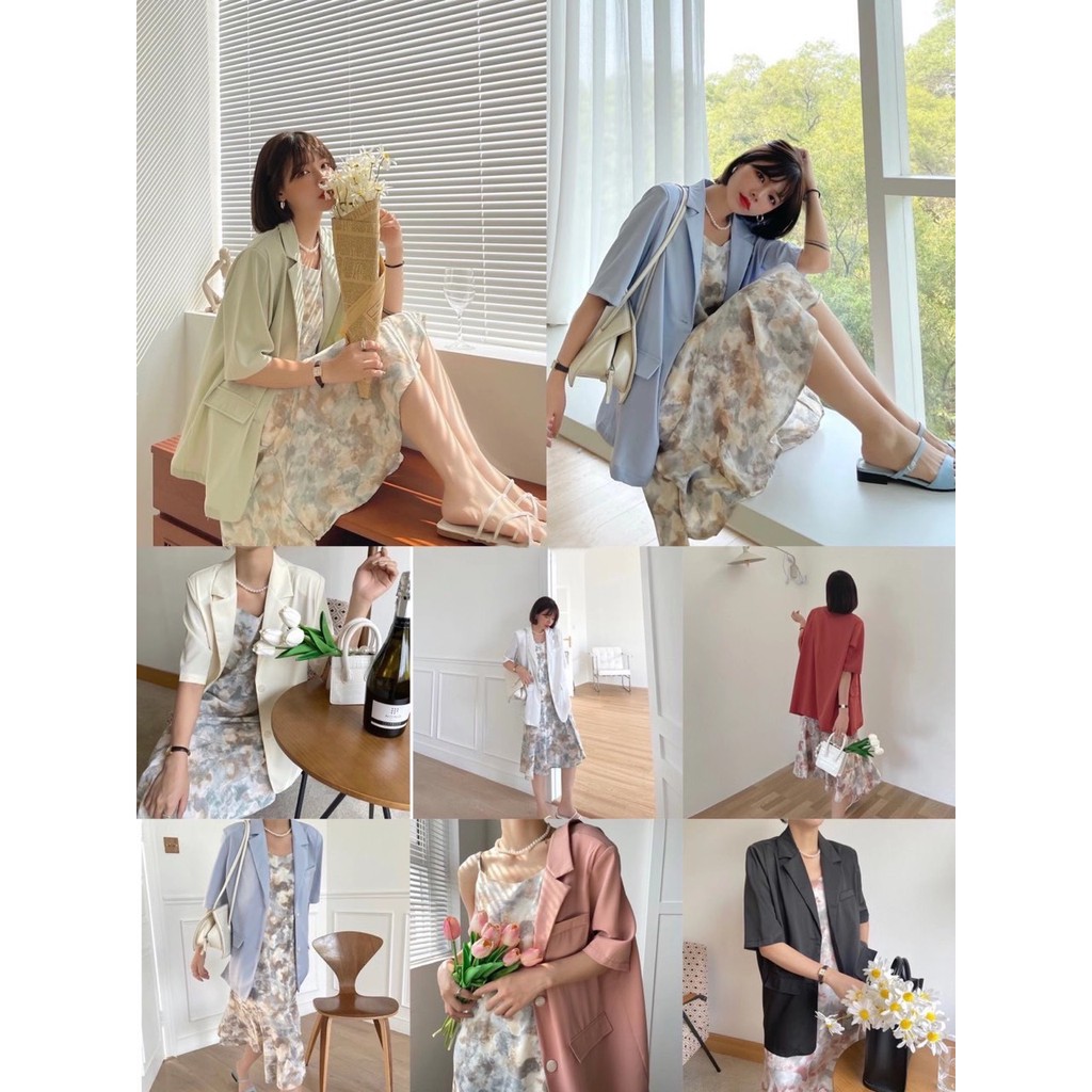 Blazer cộc tay cúc trắng cao cấp 41909 CHERRYCOCO | BigBuy360 - bigbuy360.vn