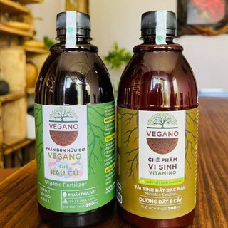 Combo phân bón hữu cơ Vegano rau củ + chế phẩm vi sinh Vitamino cải tạo đất
