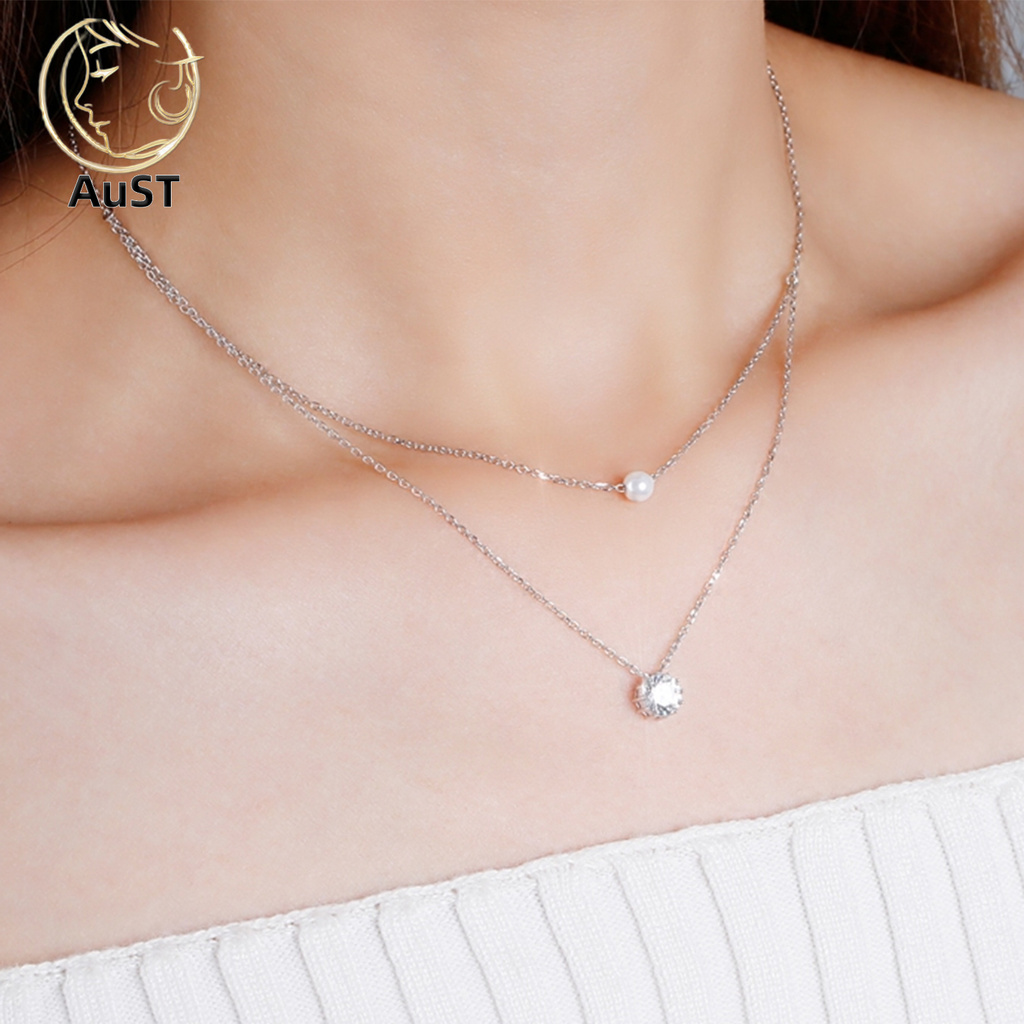 Vòng cổ Hai Lớp Đính Ngọc Trai Nhân Tạo Thời Trang Dành Cho Nữ