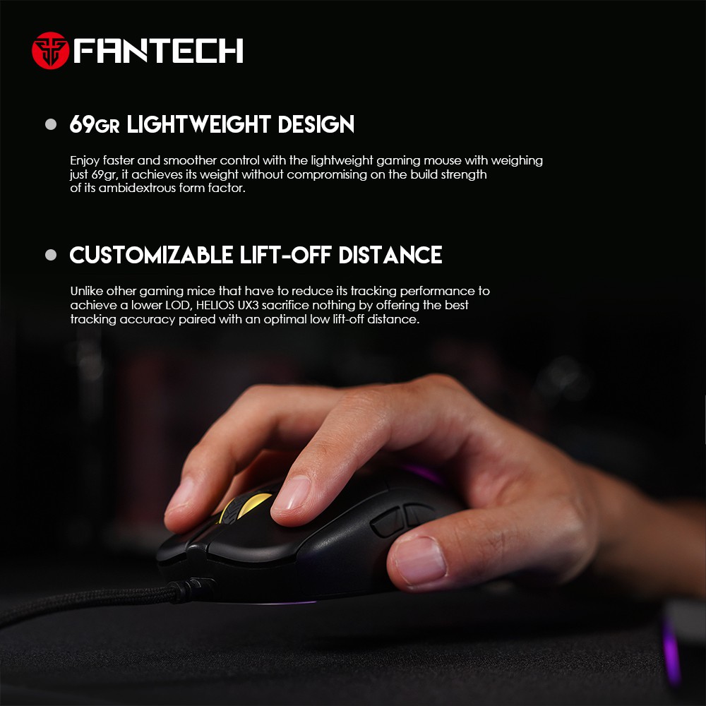 Chuột Gaming Có Dây Fantech UX3 HELIOS 16000DPI LED RGB 16,8 Triệu Màu 6 Phím Macro - Hãng Phân Phối Chính Thức