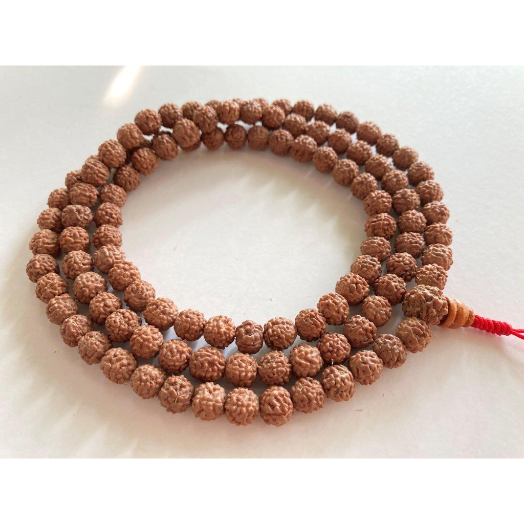 Chuỗi hạt bồ đề Kim Cang Nepal 108 hạt 8mm - 9mm nâu gỗ tự nhiên - Nepali Handmade Rudraksha Mala