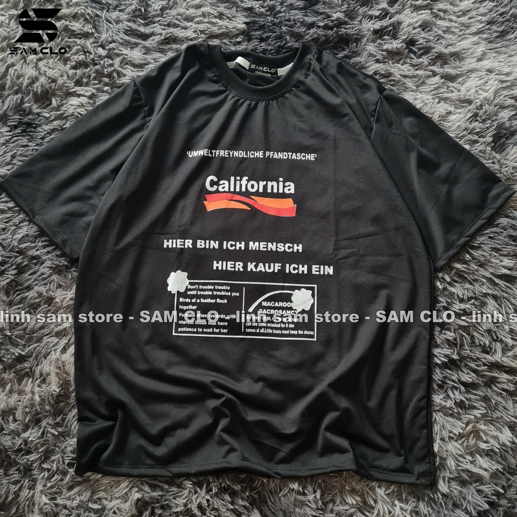Áo thun nữ tay lỡ SAM CLO freesize phông form rộng dáng Unisex, mặc cặp, nhóm, lớp in chữ CALIFORNIA đỏ đô