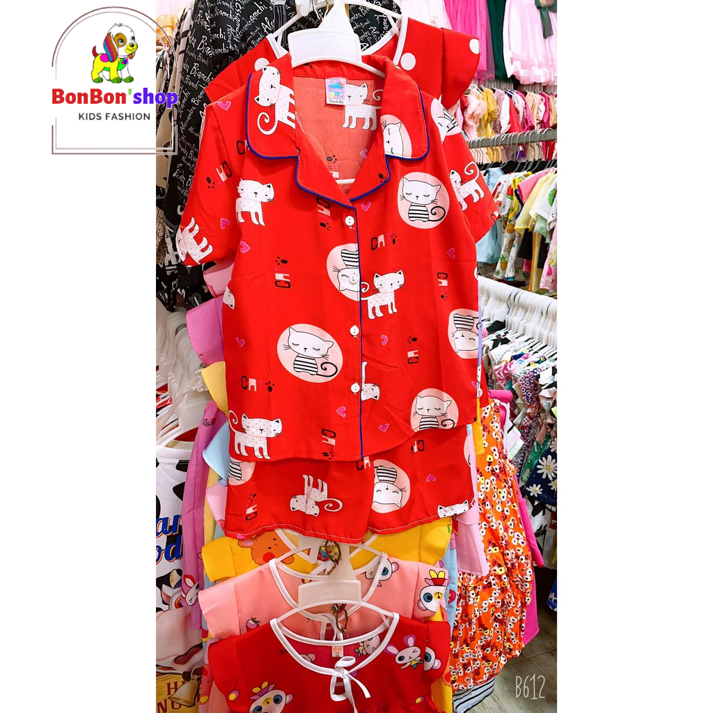 PA02_BỘ Pijama Lụa Cao Cấp Họa Tiết Hoạt Hình Dễ Thương Cho Bé 3Tđến 7T