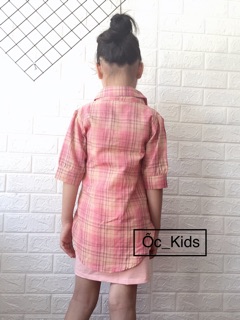 Set áo sơ mi kèm váy hồng