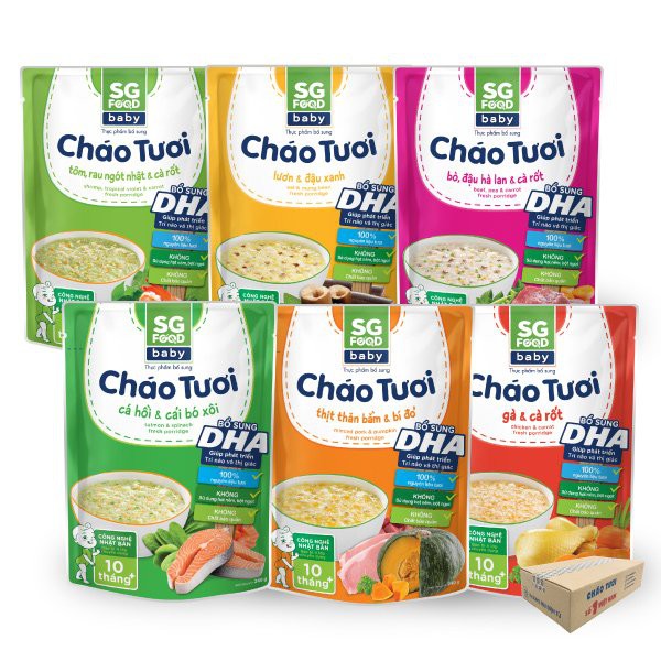 CHÁO TƯƠI DINH DƯỠNG BỔ SUNG DHA 10+ ( DÀNH CHO BÉ TỪ 6-12 THÁNG)