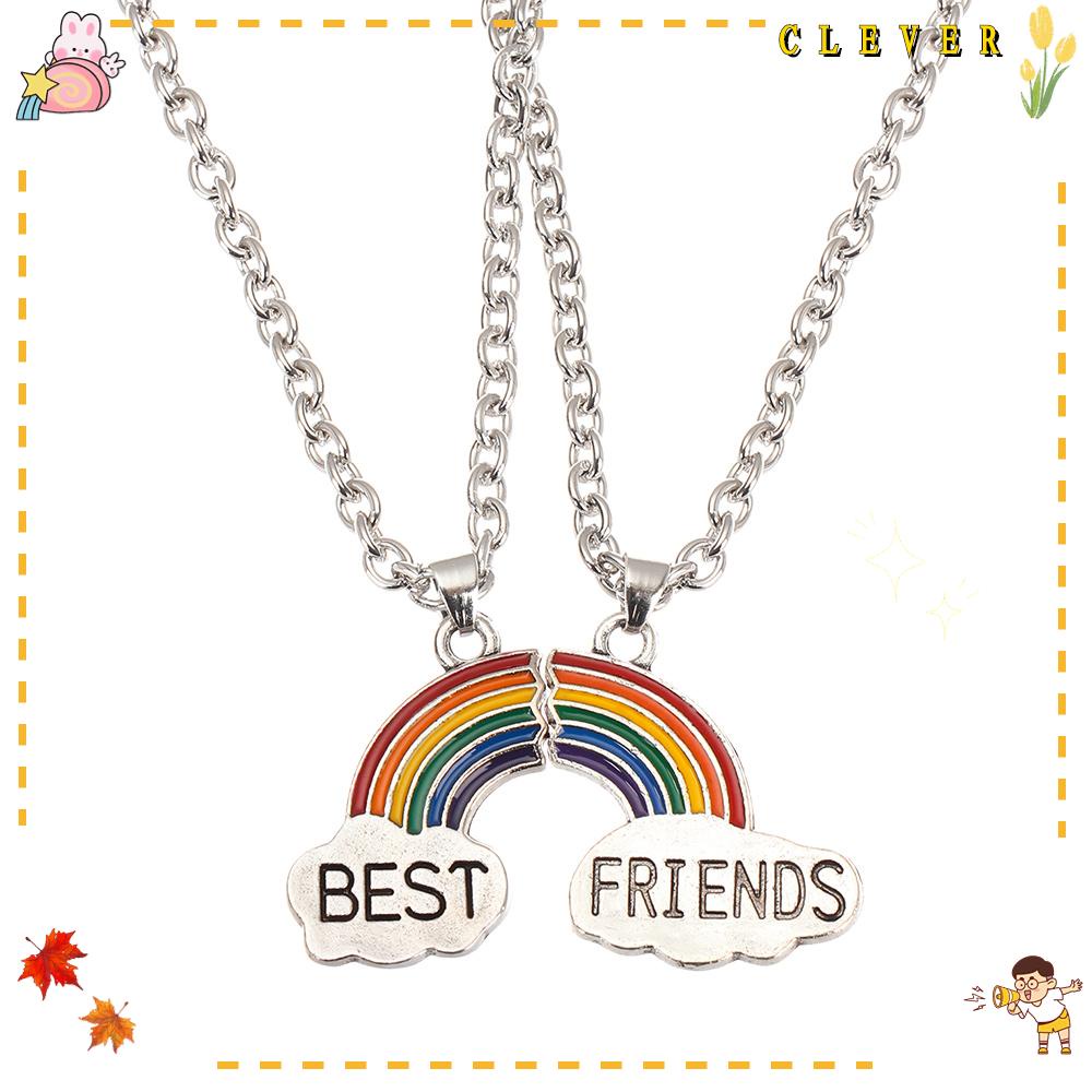 CLEVER Fashionable Rainbow Face Friendship Necklace For Cute Couple/Sisters