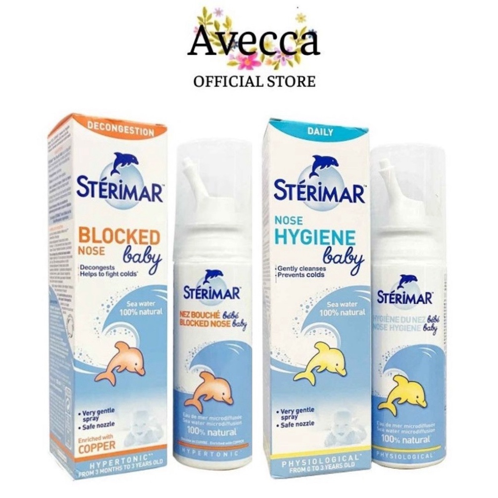 Dung Dịch Nước Muối Biển Xịt Mũi Giúp Làm Sạch, Giảm Nghẹt Mũi Cho Trẻ Em Sterimar 50ml - Date mới