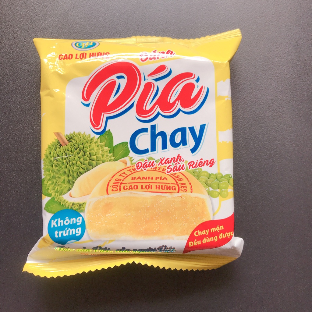 Bịch 12 cái_1 cái 100g, Bánh Pía Chay Cao Lợi Hưng_Vị đậu xanh sầu riêng không trứng_bánh pía vị truyền thống-đặc sản