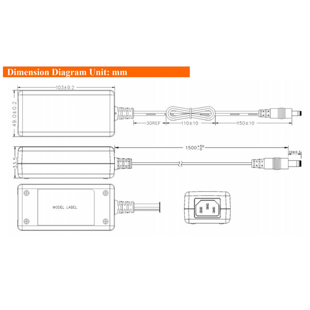 Adapter nguồn 12V 1.5A PHIHONG Jack 5.5x2.1mm cực âm bên trong