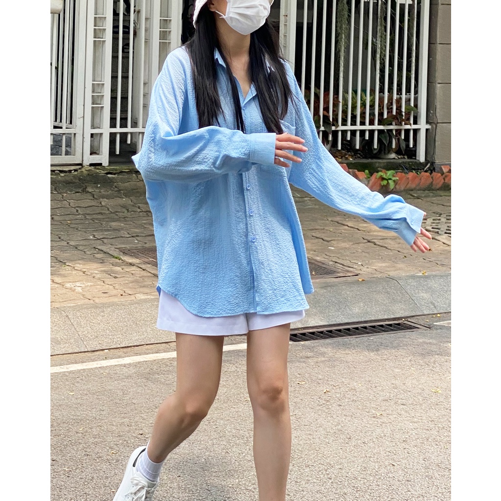 Áo sơmi oversize Đen Clothing buộc nơ phía sau Trendy Her Shirt SM1 Hot Trend đủ màu