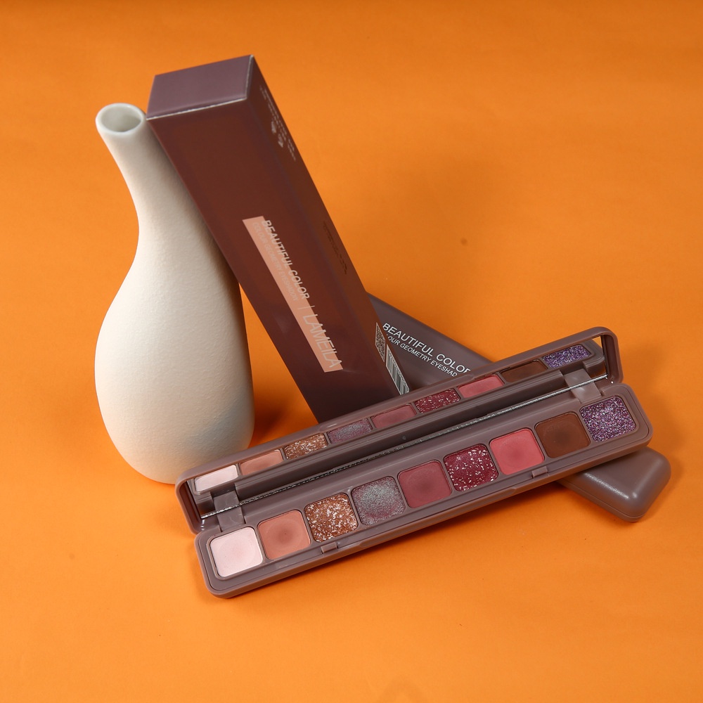 LAMEILA Bảng Phấn Mắt Trang Điểm Chín Màu Sắc Hiệu Ứng Lì Ánh Ngọc Trai Chống Thấm Nước