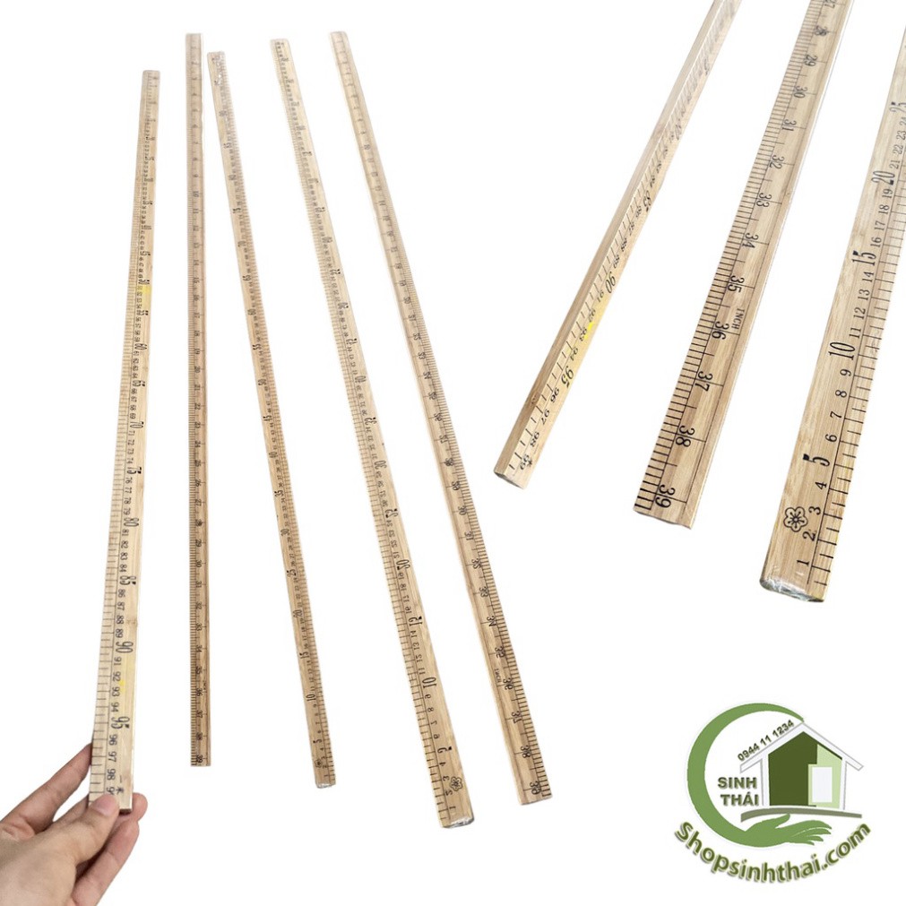 Thước gỗ đo mm, thước dài 1 mét ( 100cm )