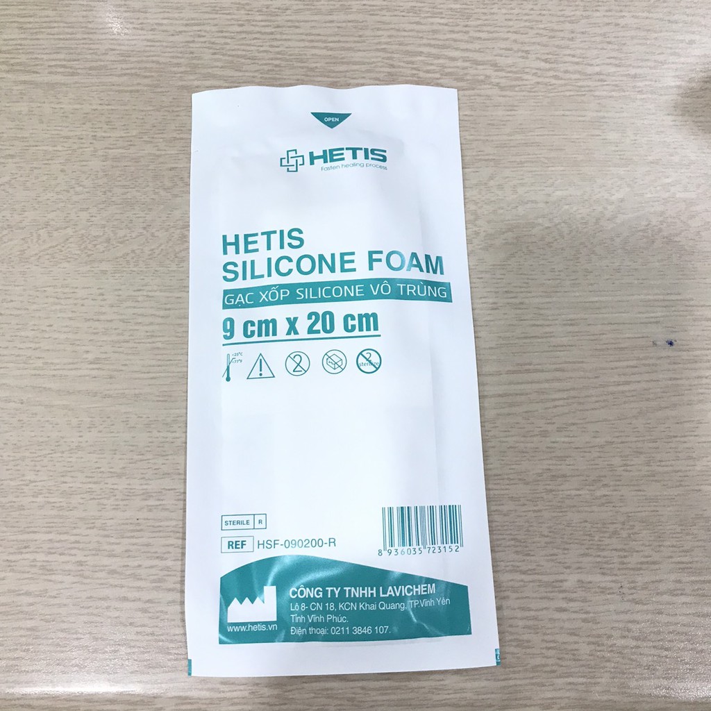 Miếng dán vết thương sinh mổ Hetis Silicone Foam - Bảo vệ, Chống thấm nước, Hút dịch, Với miếng xốp êm ái