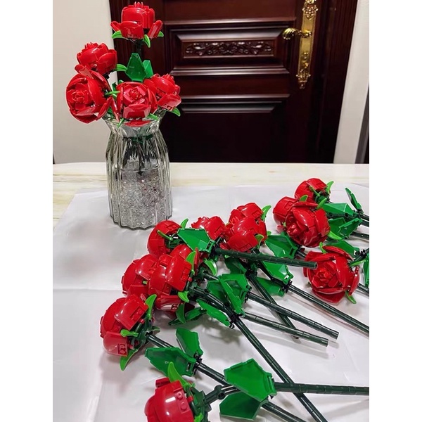 Đồ chơi xếp hình BÔNG HOA HỒNG mô hình lắp ghép lắp ráp quà tặng hoa cho bạn nữ