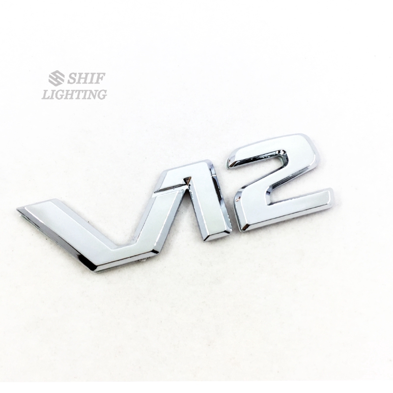 Miếng logo V12 bằng nhựa ABS màu chrome cho trang trí xe MERCEDES BENZ