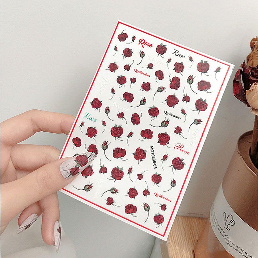 Miếng Dán Trang Trí Móng Tay Họa Tiết Hoa Hồng Và Bướm Độc Đáo
