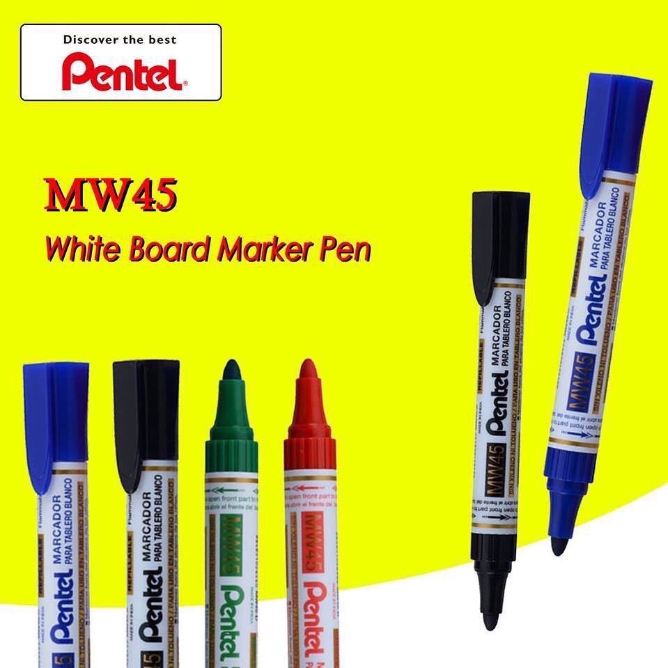 Bút Dạ Viết Bảng Pentel MW45 (Bán Lẻ - 3 Màu Mực - Thay mực tiện lợi) [Hàng chính hãng]