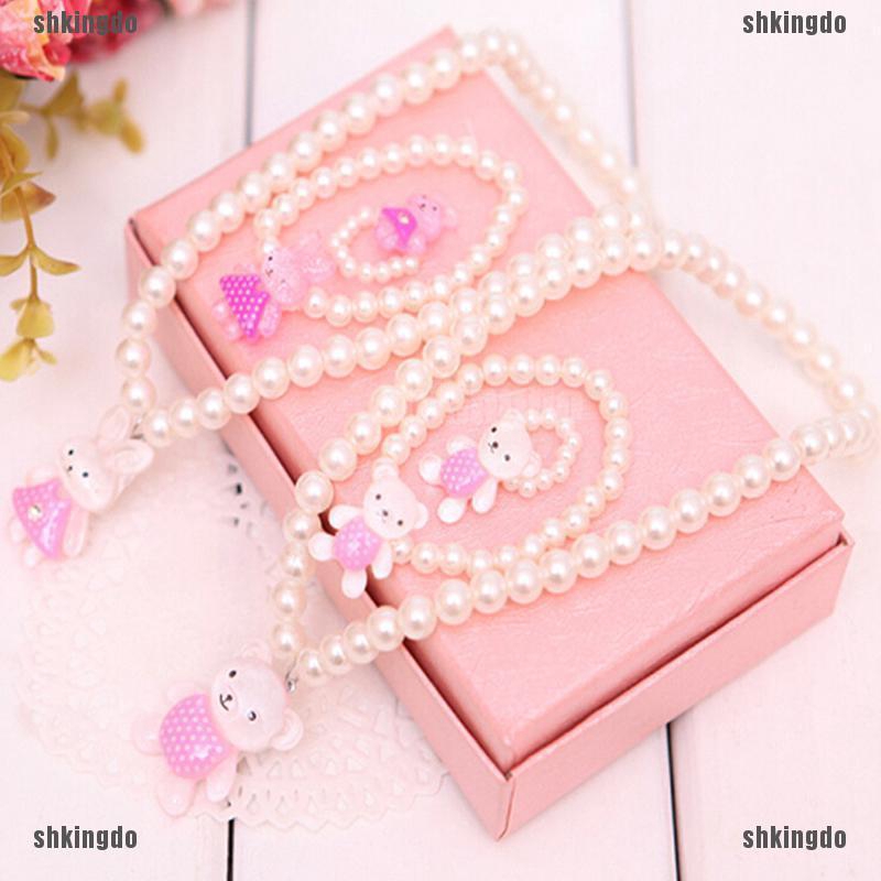 THINH Bộ Dây Chuyền + Vòng Tay Nhựa Xinh Xắn Cho Bé Gái