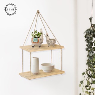 Kệ treo trang trí hạt gỗ 2 tầng