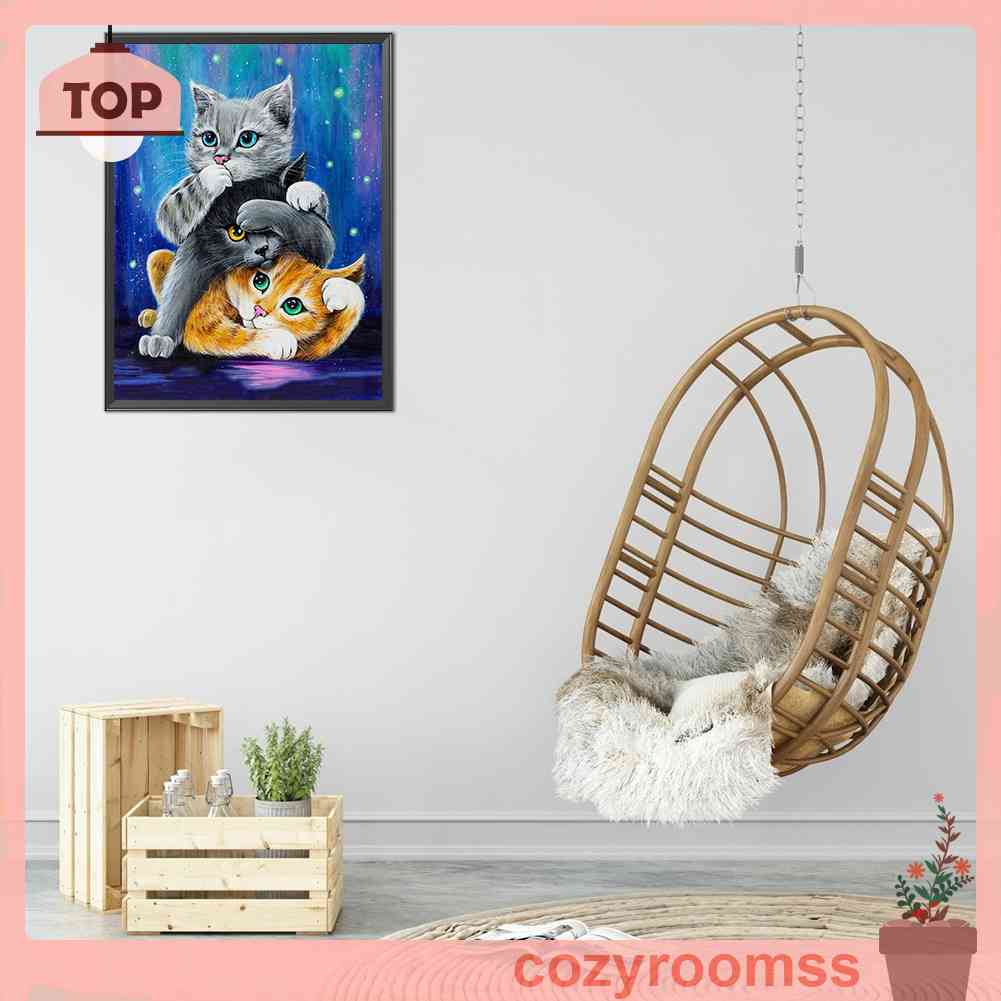 Tranh Thêu Chữ Thập Bằng Cotton Hình Con Mèo